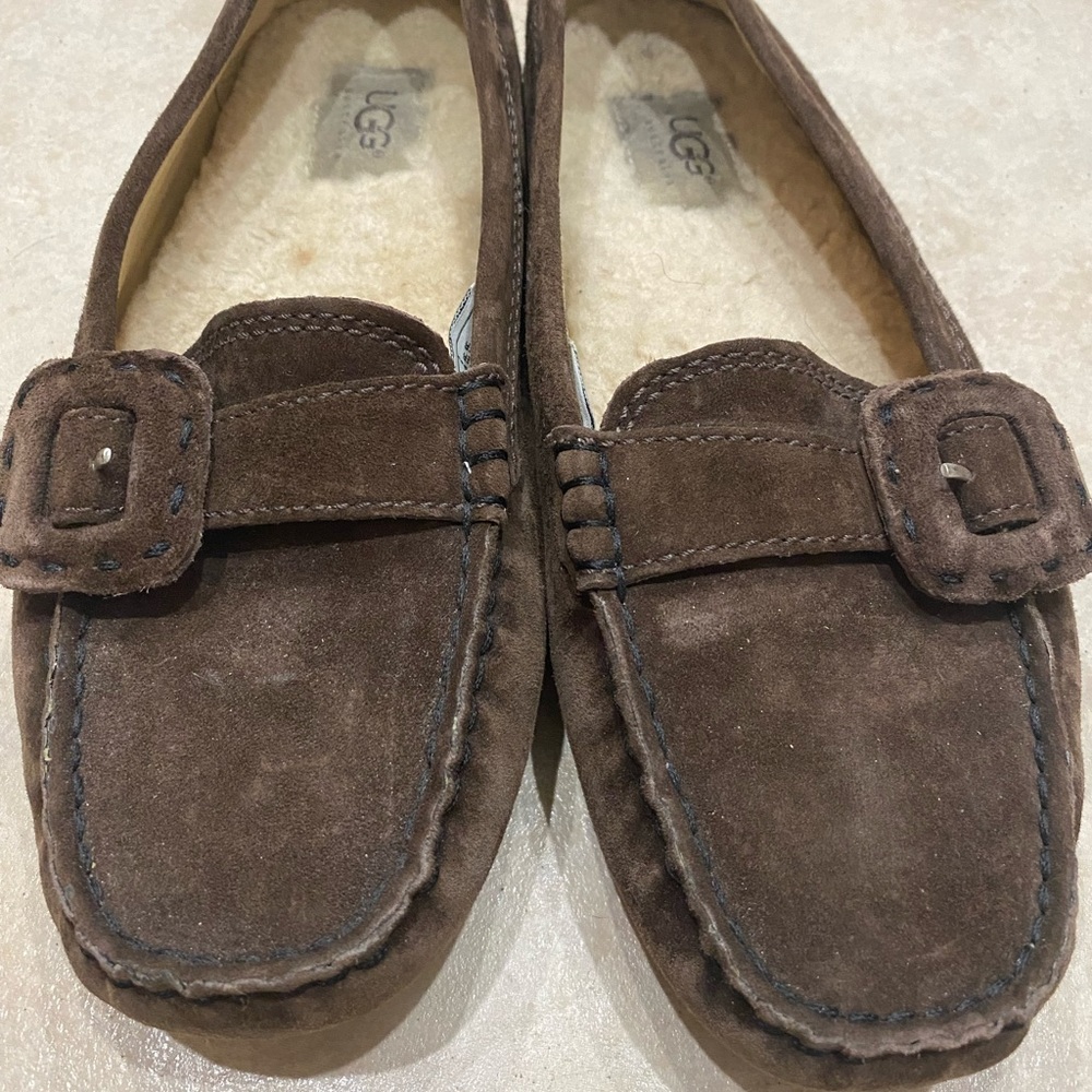 Ugg Thelma Suede & Shearling Buckle Vamp Indoor/Outdoor Slipper Driving Moc